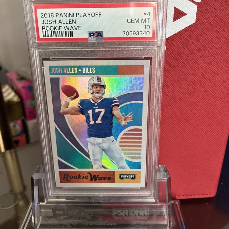 2018 Panini Playoff Josh Allen Rookie Wave PSA 10 Card #4 Buffalo Bills view 2