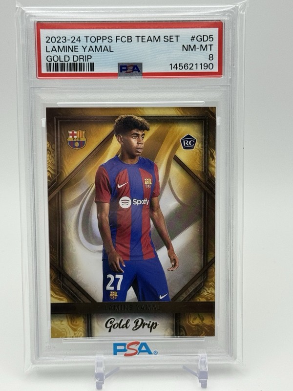 2023-24 Topps FC Barcelona Team Set - Gold Drip Lamine Yamal #GD-5 RC PSA 8