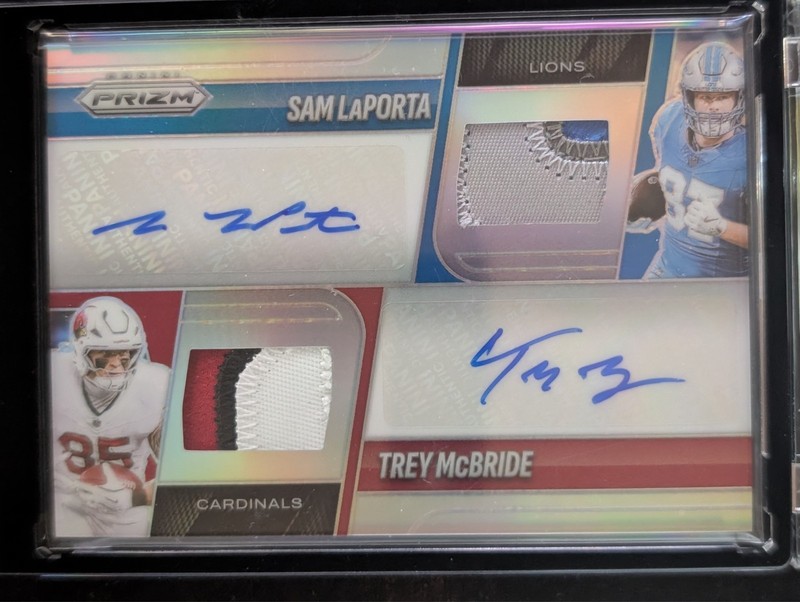 2025 Panini Prizm - Dual Patch Autos Sam LaPorta, Trey McBride #DPA-SLTM /99