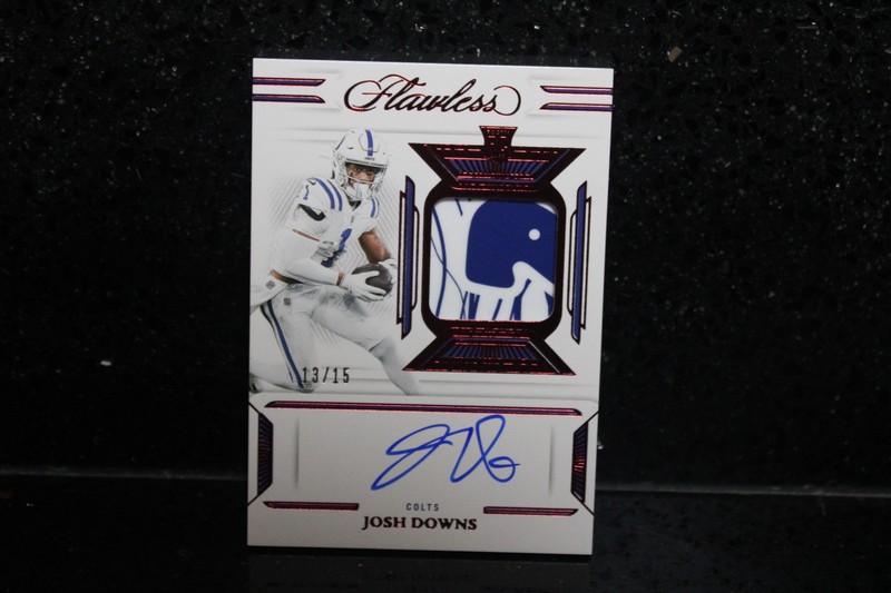 JOSH DOWNS 2023 FLAWLESS RPA ROOKIE PATCH RUBY GLOVE RC AUTO 13/15 COLTS!