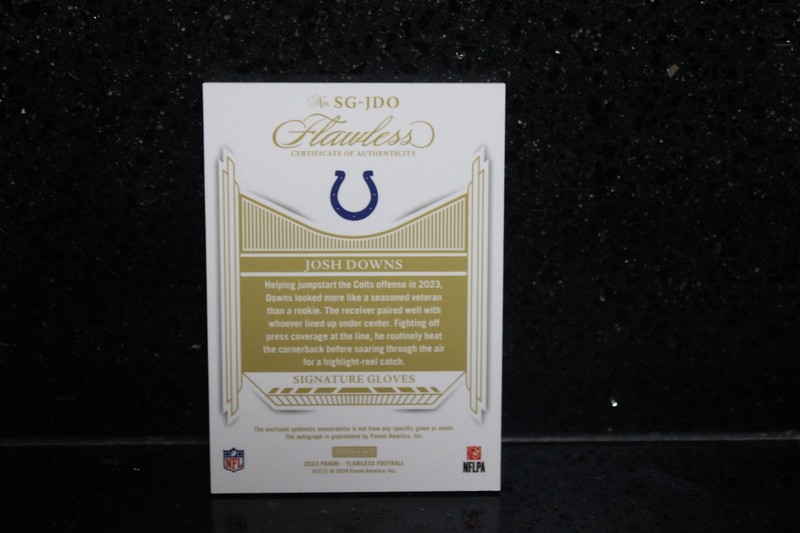 JOSH DOWNS 2023 FLAWLESS RPA ROOKIE PATCH RUBY GLOVE RC AUTO 13/15 COLTS! view 2