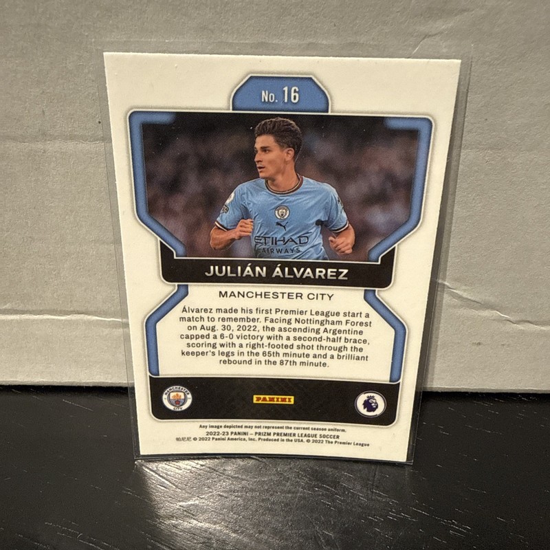 2022 Panini Prizm Premier League Julian Alvarez Rookie view 2
