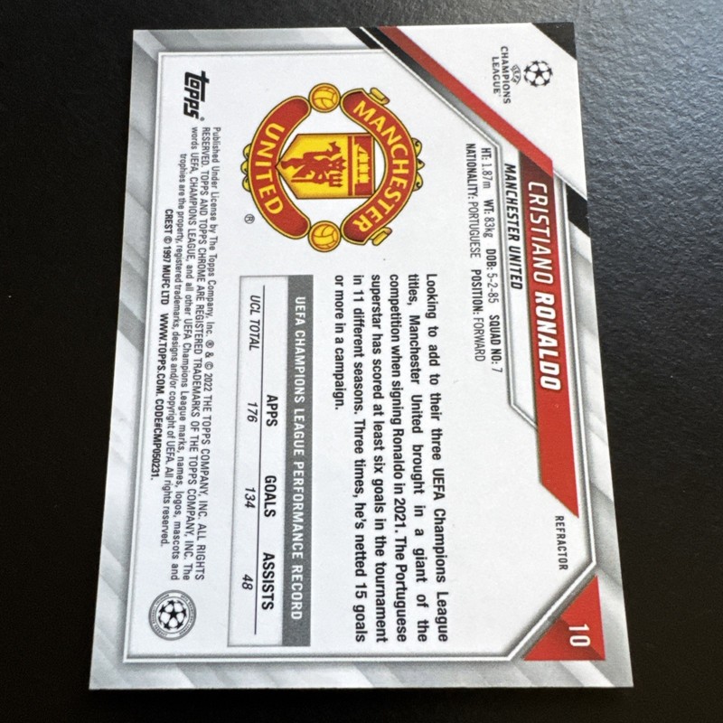 2021-22 Topps Chrome Uefa Champions League - Cristiano Ronaldo #10 Refractor view 2