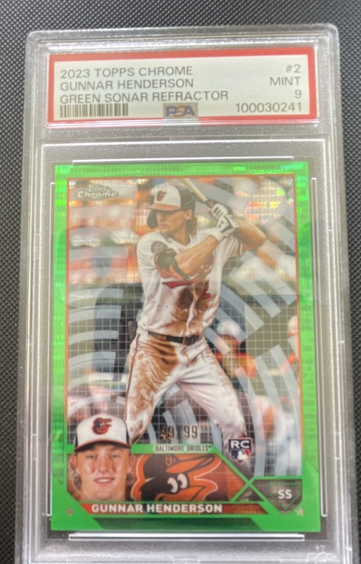 2023 Topps Chrome Gunnar Henderson Green Sonar Refractor /99 PSA 9 RC
