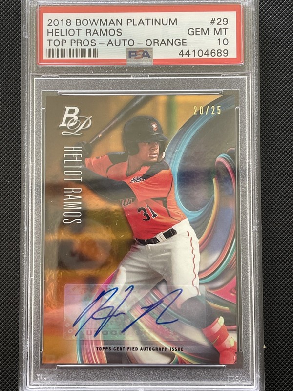 Heliot Ramos 2018 Bowman Platinum Orange Auto /25 PSA 10 SF Giants POP MLB