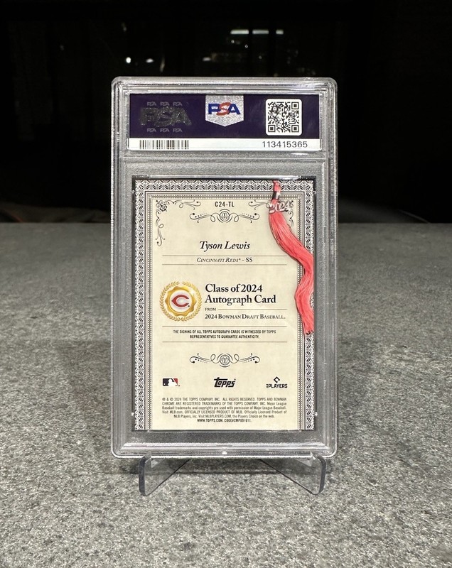 2024 Bowman Draft - Tyson Lewis #C24-TL Class of 2024 Refractor Auto /250 PSA 9 view 2