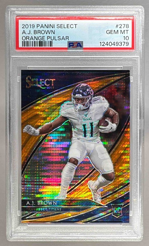 A.J. Brown 2019 Panini Select #278 Neon Orange Pulsar RC 11/11 PSA 10 Jersey #