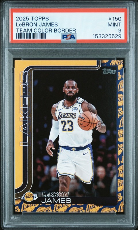 153325529 LeBron James 2025 Topps #150 Team Color Border Variation PSA 9