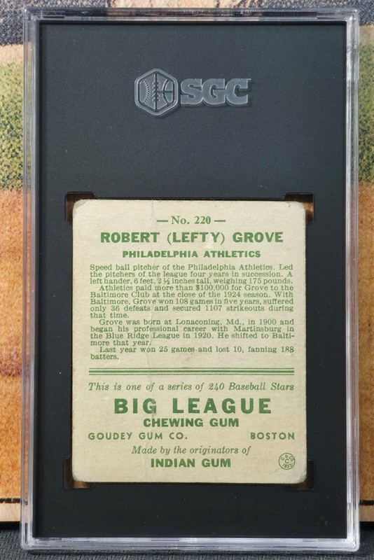 LEFTY GROVE 1933 Goudey Gum #220 SGC 1 PHILADELPHIA ATHLETICS HOF Prewar view 2