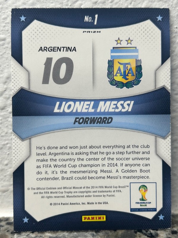 LIONEL MESSI 2014 PANINI PRIZM FIFA WORLD CUP STARS SILVER PRIZM #1 SP ARGENTINA view 2