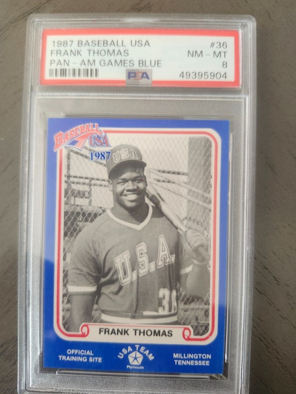 1987 Pan-Am Games USA Baseball Frank Thomas Blue Rookie #36 PSA 8