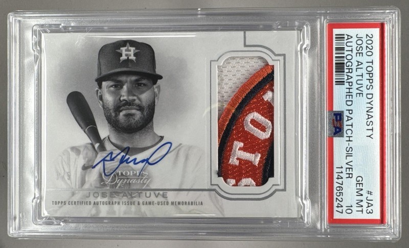 Jose Altuve 2020 Topps Dynasty #DAP-JA3 Silver GU Logo Patch Auto 3/5 PSA 10