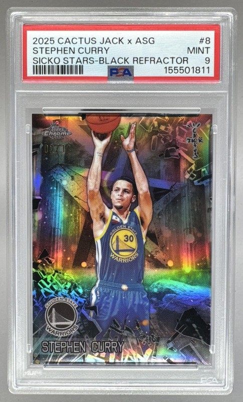 Stephen Curry 2025 Topps Chrome Cactus Jack All-Star Black Sicko Stars /10 PSA 9