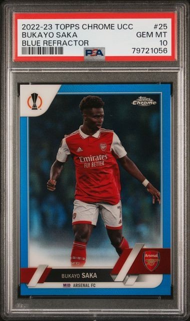BUKAYO SAKA 2022-23 Topps Chrome UCC #25 BLUE Refractor /150 PSA 10 GEM