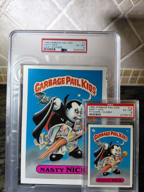 GARBAGE PAIL KIDS SERIES 1 NASTY NICK #1 (GIANT STICKERS) PSA EX-MT 6 (READ)