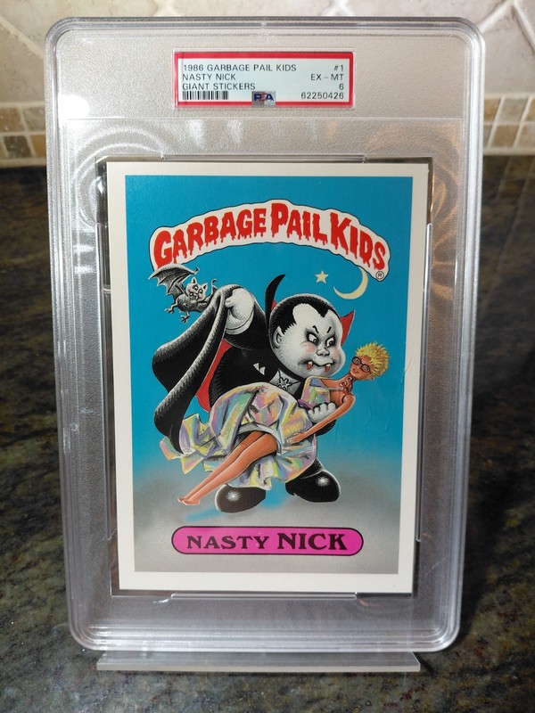 GARBAGE PAIL KIDS SERIES 1 NASTY NICK #1 (GIANT STICKERS) PSA EX-MT 6 (READ) view 2