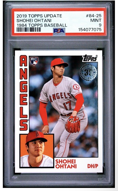 Ohtani 2019 Topps Update RC Card #84-25 Collectible Graded PSA 9 Mint 1984 Error