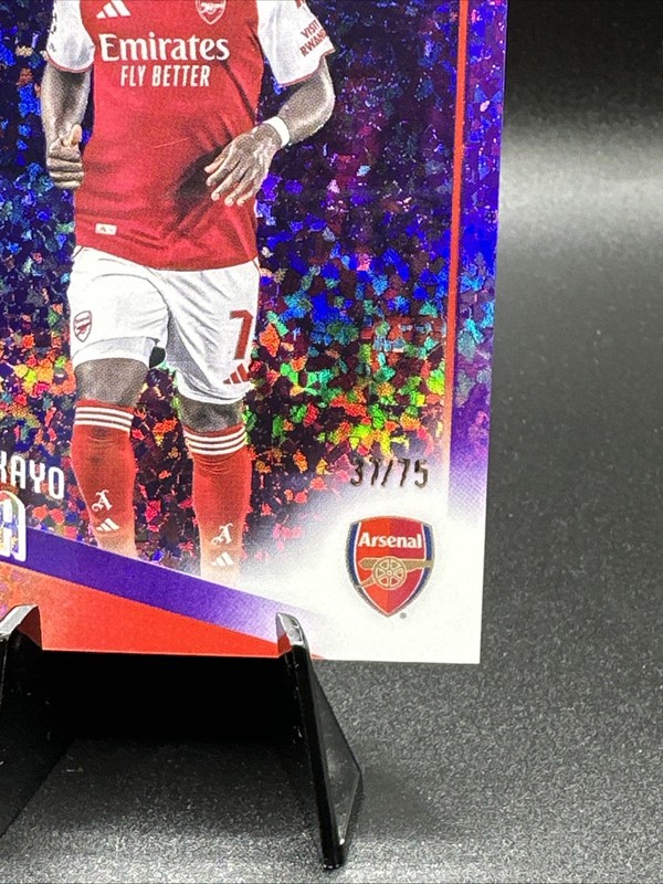 Bukayo Saka PURPLE MINI DIAMONDS /75 #12 2025-26 Topps Chrome UEFA Arsenal view 2