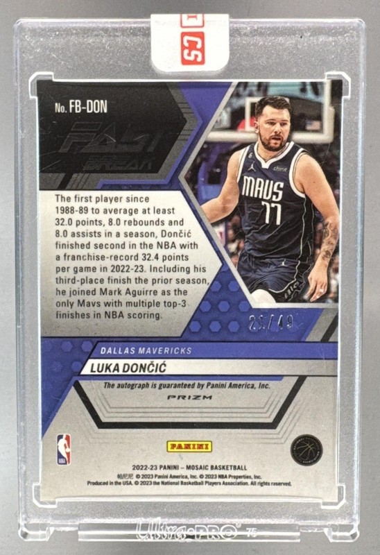 Luka Doncic 2022 Panini Mosaic Red Fast Break Prizm Auto 21/49 view 2