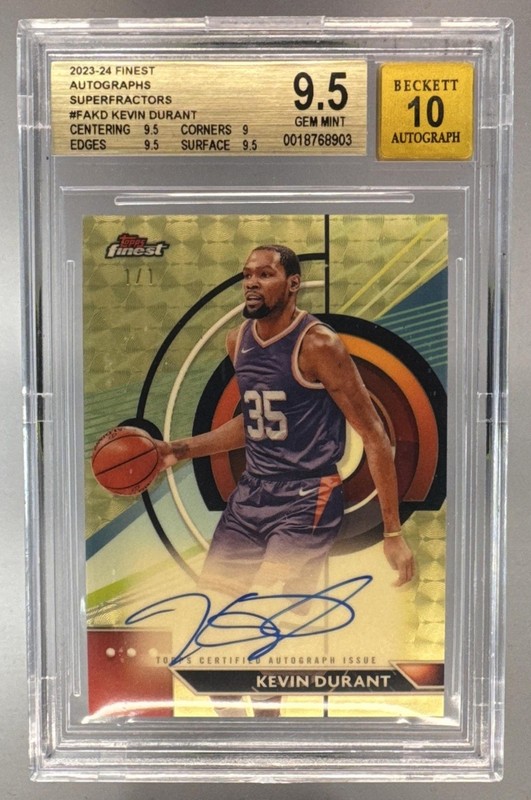 Kevin Durant 2023 Topps Finest Superfractor Auto 1/1 BGS 9.5/10