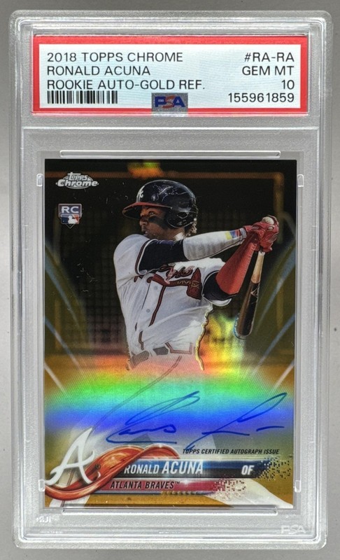 Ronald Acuna 2018 Topps Chrome Gold Refractor Rookie RC Auto 26/50 PSA 10