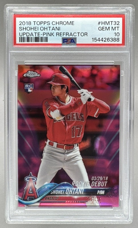154426388 Shohei Ohtani 2018 Topps Chrome Update #HMT32 Pink Refractor RC PSA 10