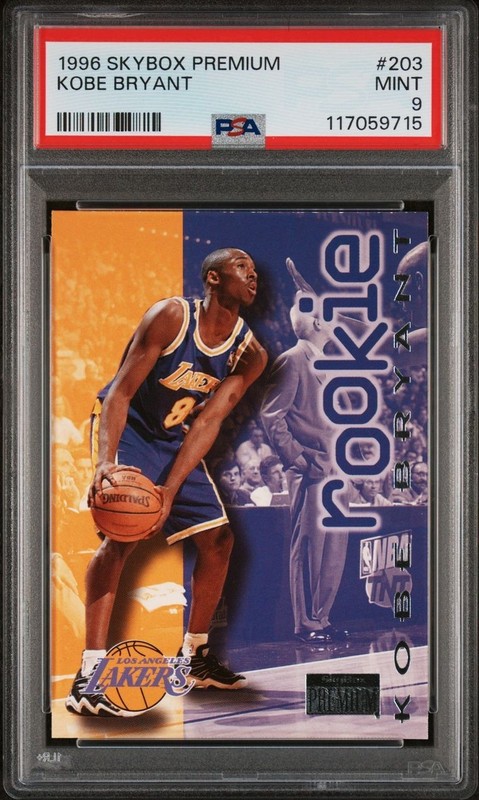 1996-97 Skybox Premium 203 Kobe Bryant PSA 9 Los Angeles Lakers RC Rookie card