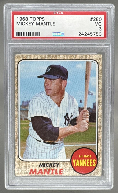 24245753 Mickey Mantle 1968 Topps #280 PSA 3