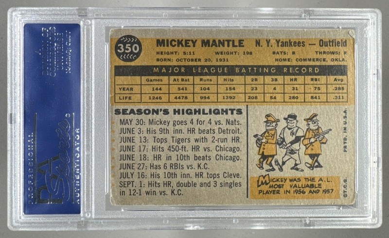 14668890 Mickey Mantle 1960 Topps #350 PSA 2 view 2