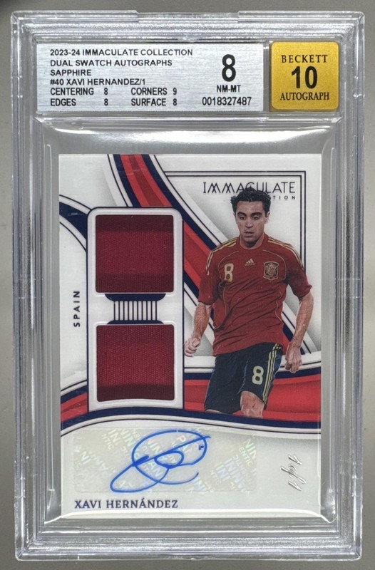 Xavi Hernandez 2023 Panini Immaculate Sapphire Dual Patch Auto 1/1 BGS 8/10