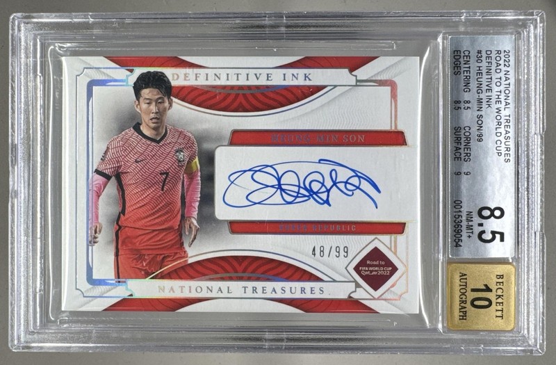 Heung-Min Son 2022 National Treasures FIFA Definitive Ink Auto 48/99 BGS 8.5/10
