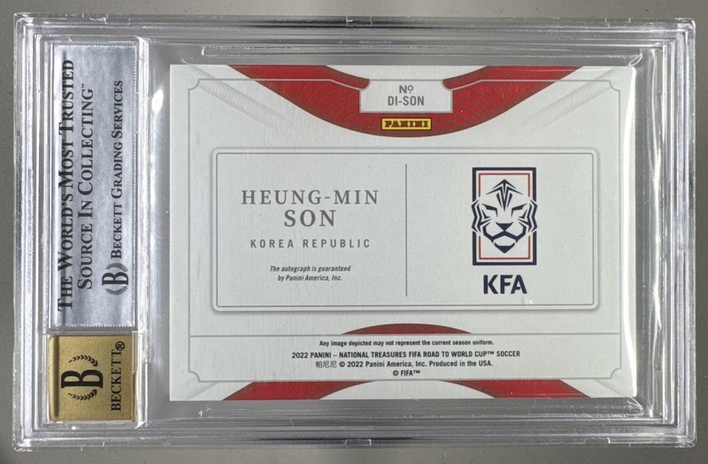 Heung-Min Son 2022 National Treasures FIFA Definitive Ink Auto 48/99 BGS 8.5/10 view 2