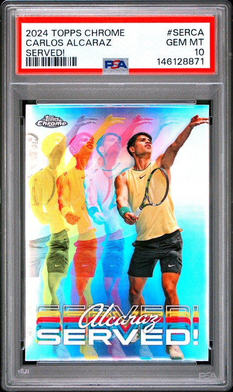 146128871 Carlos Alcaraz 2024 Topps Chrome #SER-CA Served! PSA 10