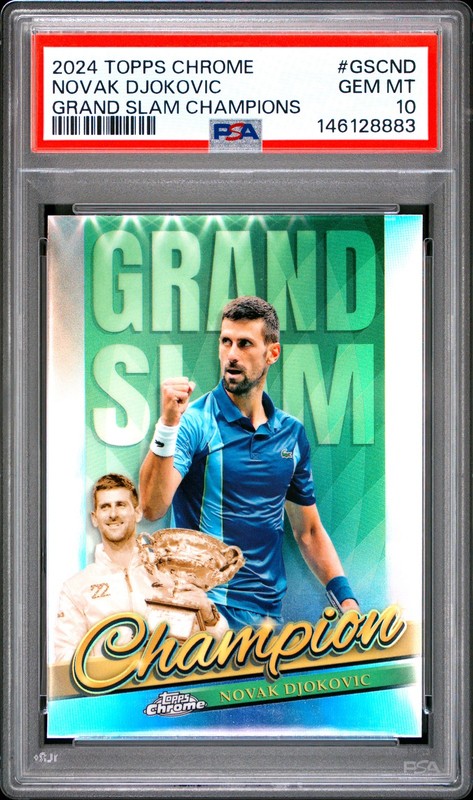 146128883 Novak Djokovic 2024 Topps Chrome #GSC-ND Grand Slam Champions PSA 10