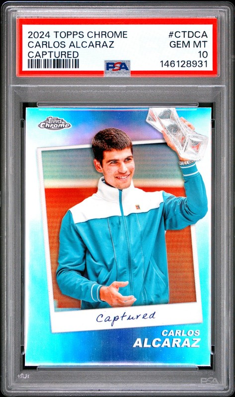 146128931 Carlos Alcaraz 2024 Topps Chrome #CTD-CA Captured PSA 10 view 1
