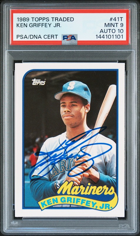 144101101 Ken Griffey Jr 1989 Topps Traded #41T RC SIGNED AUTO PSA 9 DNA 10
