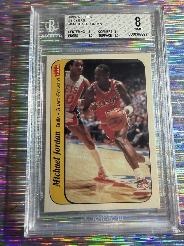 Michael Jordan 1986 Fleer Sticker #8 Rookie BGS 8 🐐💎📈
