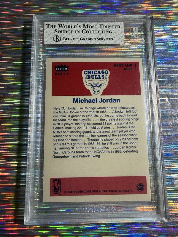 Michael Jordan 1986 Fleer Sticker #8 Rookie BGS 8 🐐💎📈 view 2