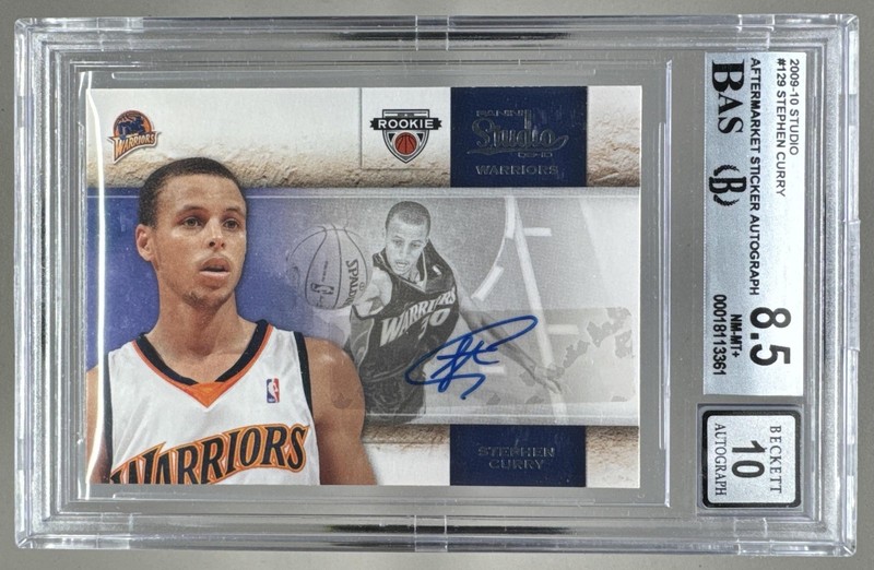 Stephen Curry 2009 Panini Studio #129 After Market Sticker Auto BGS 8.5/10