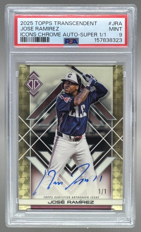 Jose Ramirez 2025 Topps Transcendent SuperFractor Icons Chrome Auto 1/1 PSA 9