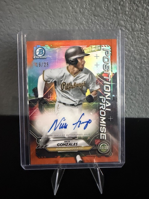 2021 Bowman - Positional Promise Nick Gonzales #POSP-NG Orange Auto /25 (AU, RC) view 1