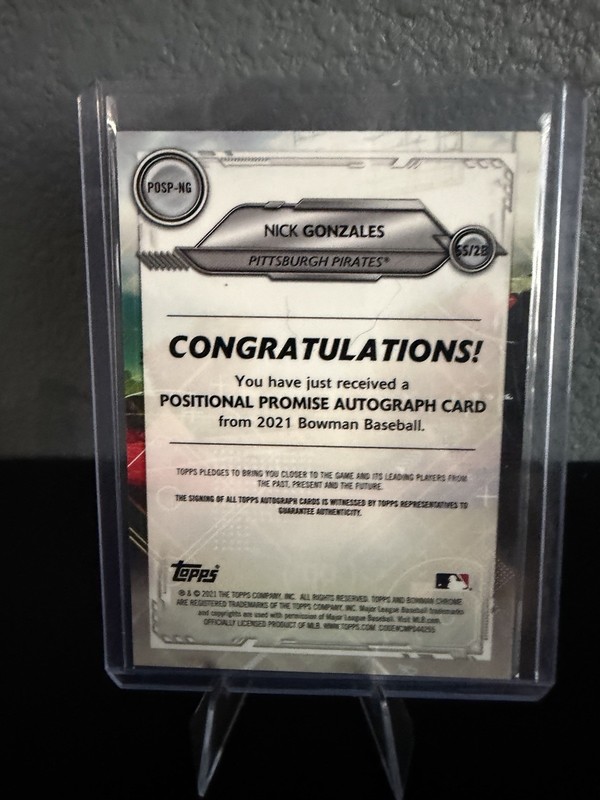 2021 Bowman - Positional Promise Nick Gonzales #POSP-NG Orange Auto /25 (AU, RC) view 2