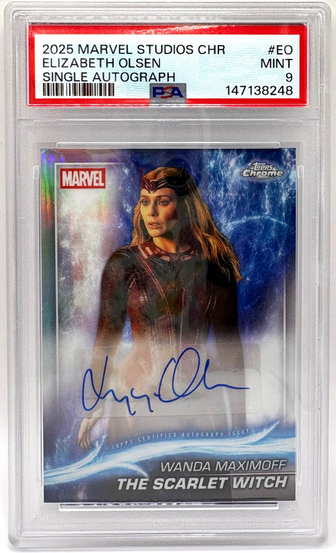 2025 Topps Marvel Studios Chrome Elizabeth Olsen Scarlet Witch AUTO PSA MINT 9