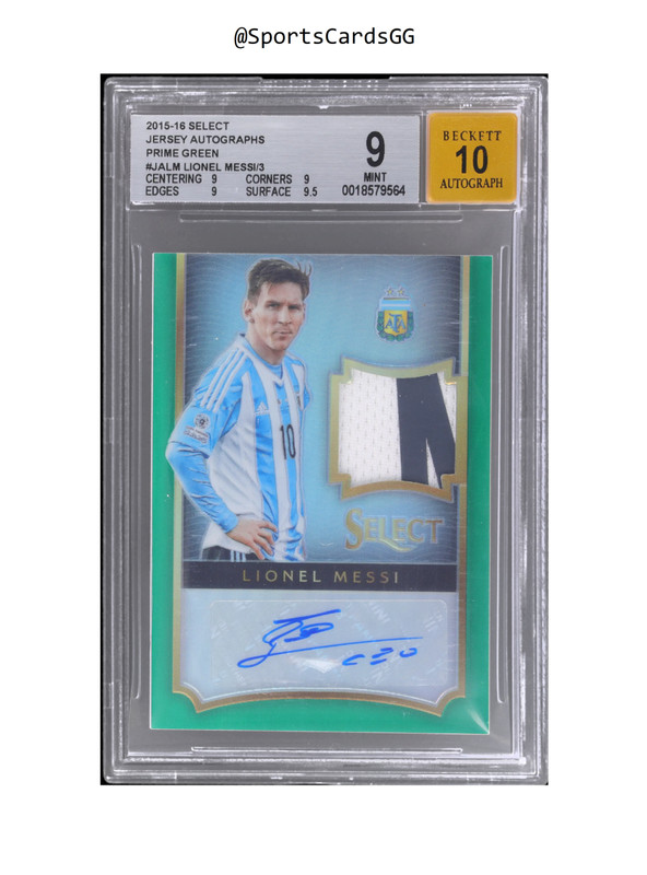 2015 Panini Select Lionel Messi Jersey Autographs Patch Auto /3 Argentina BGS 9