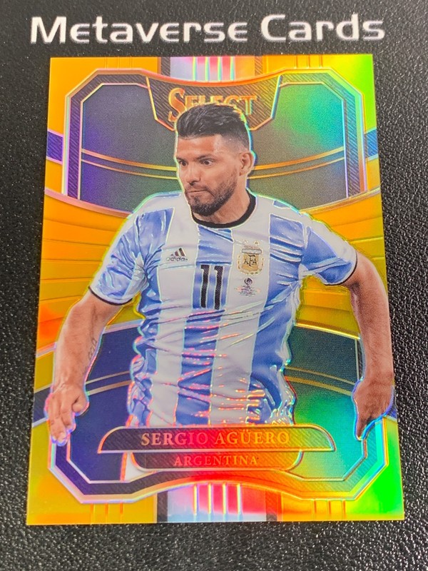 2017-18 Panini Select Sergio Aguero Gold Prizm 03/10 Argentina Soccer