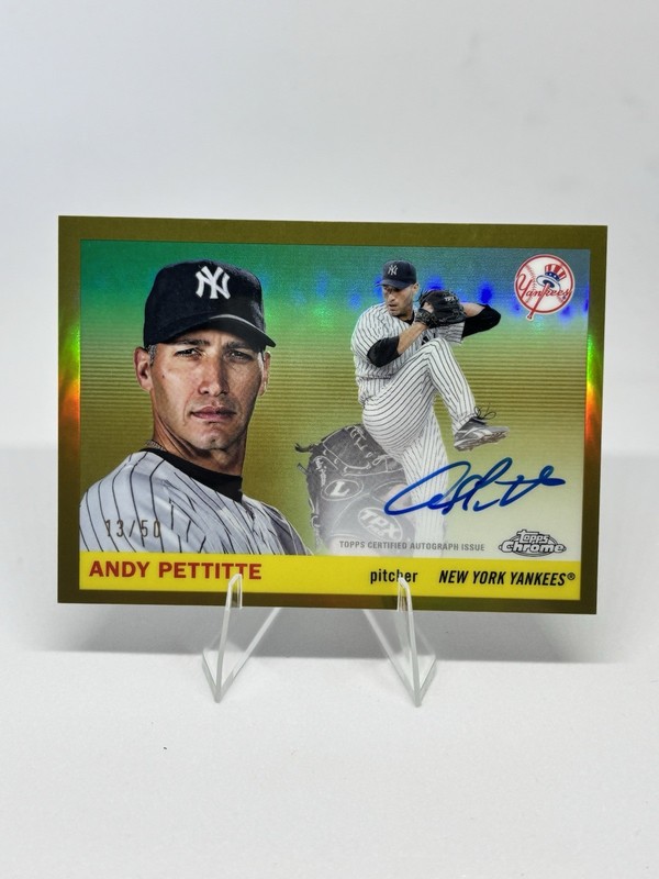 2025 Topps Chrome Platinum Andy Pettitte Auto Gold Refractor /50 CPA-AP view 1