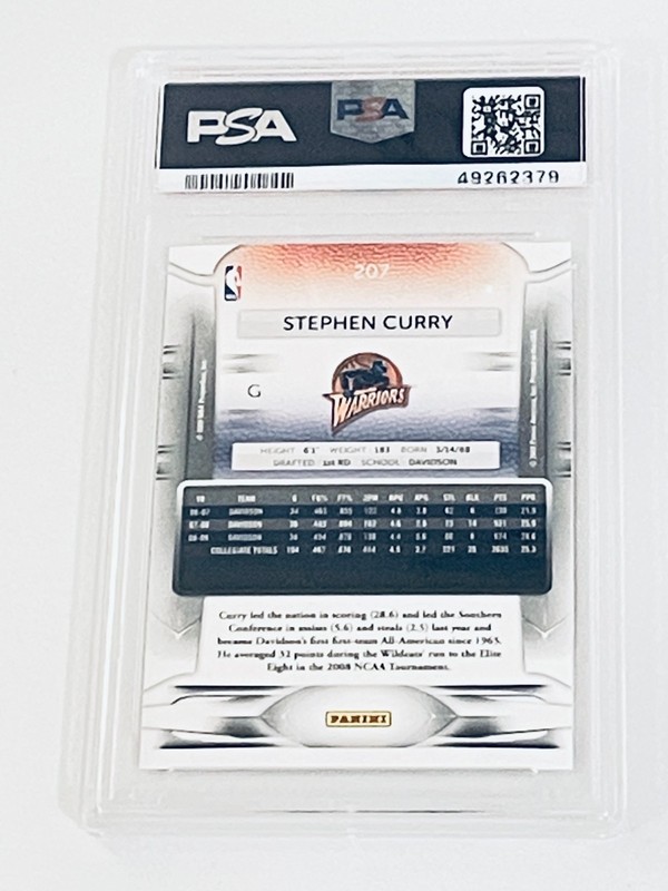 2009 Panini Prestige #207 Stephen Curry RC PSA 9 Mint Quantity Available view 2
