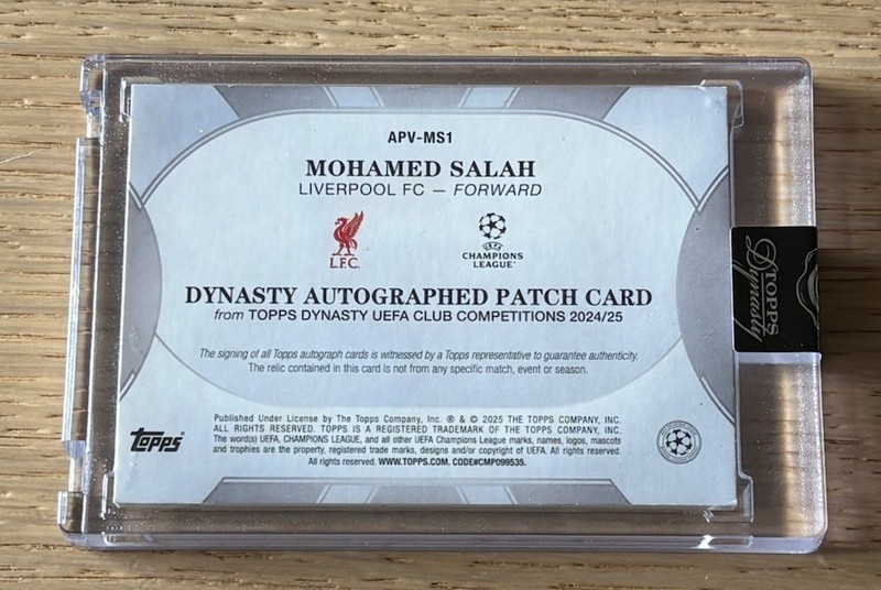 2024-2025 TOPPS DYNASTY #MS1 MOHAMED SALAH 10/10 PATCH AUTO LIVERPOOL view 2