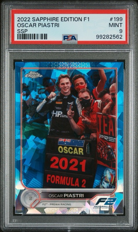 2022 Topps Chrome Sapphire Formula 1 F1 #199 Oscar Piastri Variation SSP PSA 9