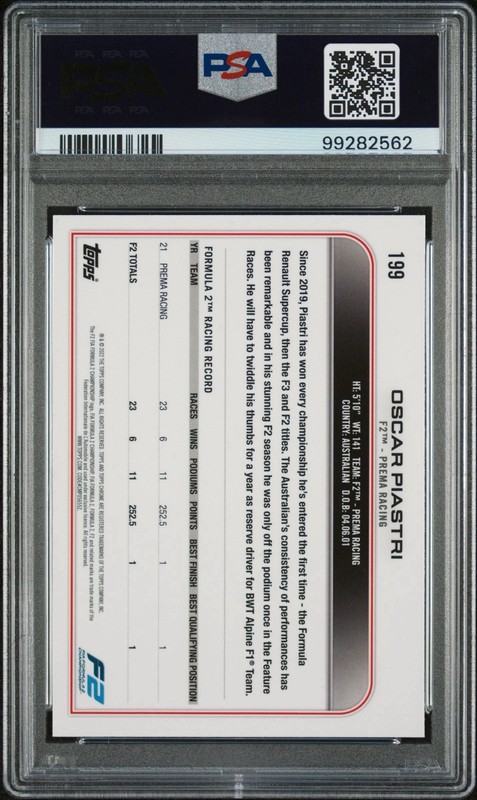 2022 Topps Chrome Sapphire Formula 1 F1 #199 Oscar Piastri Variation SSP PSA 9 view 2